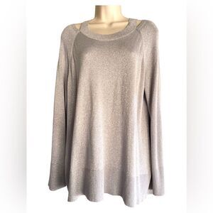 LOFT GOLD GLITTER Womens Knit Sweater Beige Long Sleeve Pullover
Size L